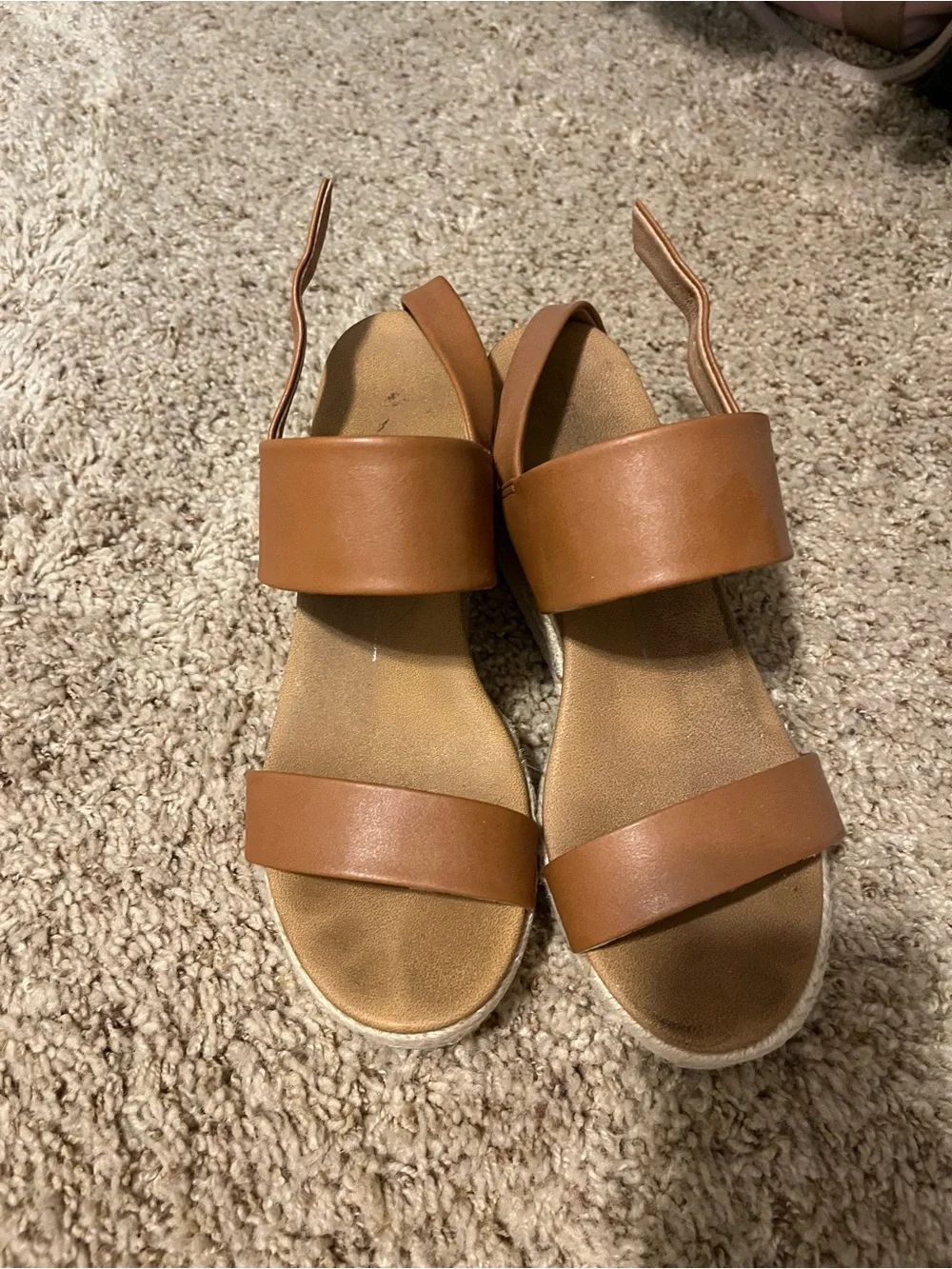 Womens Tan Platform Espadrille Sandals
